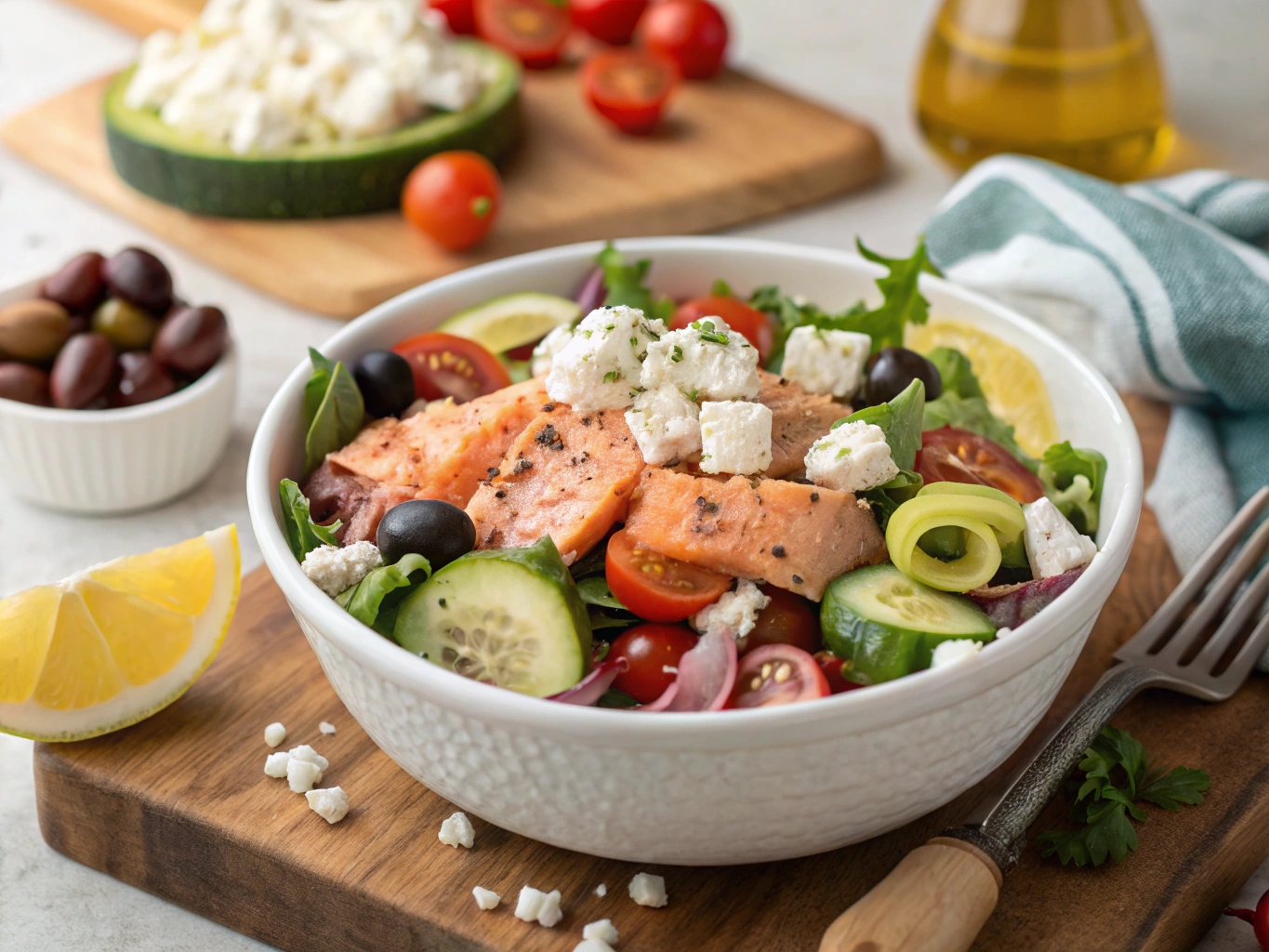 Laxsallad med fetaost